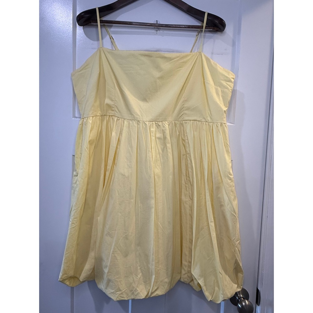 Abercrombie & Fitch Butter Yellow Cotton Bubble Hem Mini Dress XXL Smocked Back
